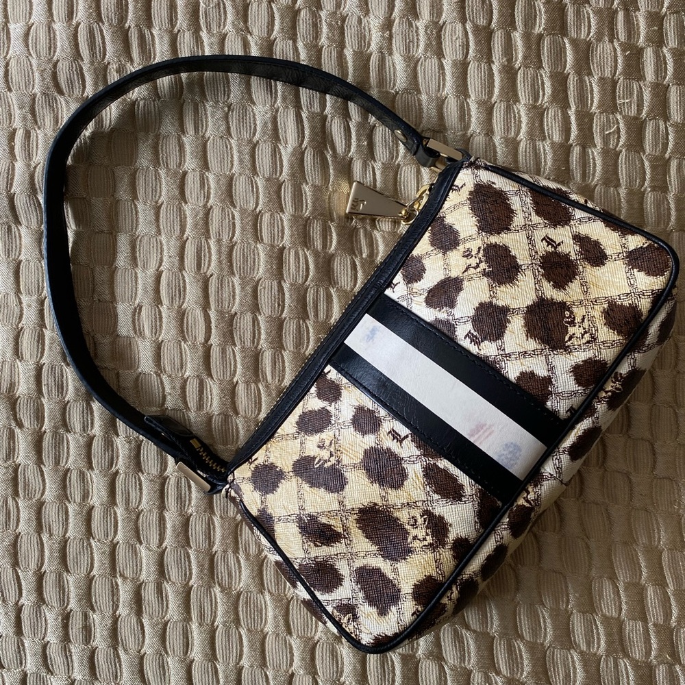 L.A.M.B. Leopard Signature Print Cyprus Shoulder Bag Black/Brown by Gwen Stefani